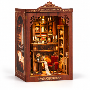 Twilight Library DIY Book Nook Kit — assembled model overview; kit requires assembly