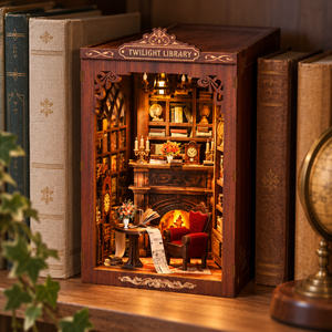 Twilight Library DIY Book Nook Kit — styled display scene; props not included
