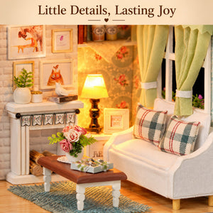 Happy Times DIY Miniature House Kit — styled display scene; props not included
