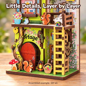 Woodland Mushroom Cottage DIY Magnetic Miniature Kit — Assembled Example Details; DIY assembly required.