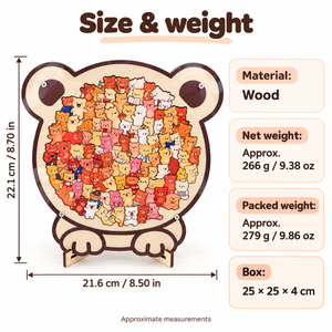 Bear wooden puzzle: size weight