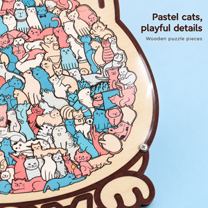Macaron cat wooden puzzle: detail