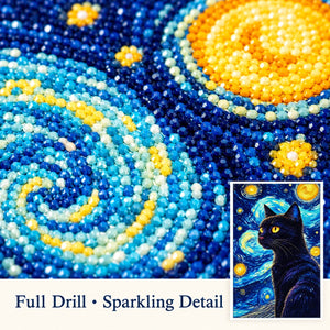 Moonlight cat CH1910 diamond painting kit — drill detail