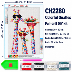 Colorful Giraffes diamond painting kit – Size CH2280