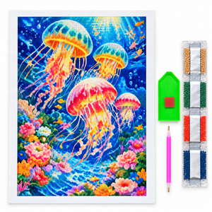 Deep-Sea Jellyfish Full-Drill Diamond Painting Kit — kit design