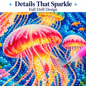 Deep-Sea Jellyfish Full-Drill Diamond Painting Kit — canvas detail