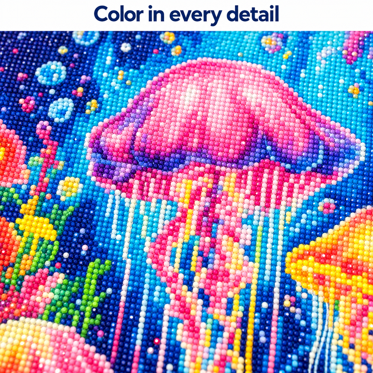 Colorful Jellyfish diamond painting kit – Detail CH2445