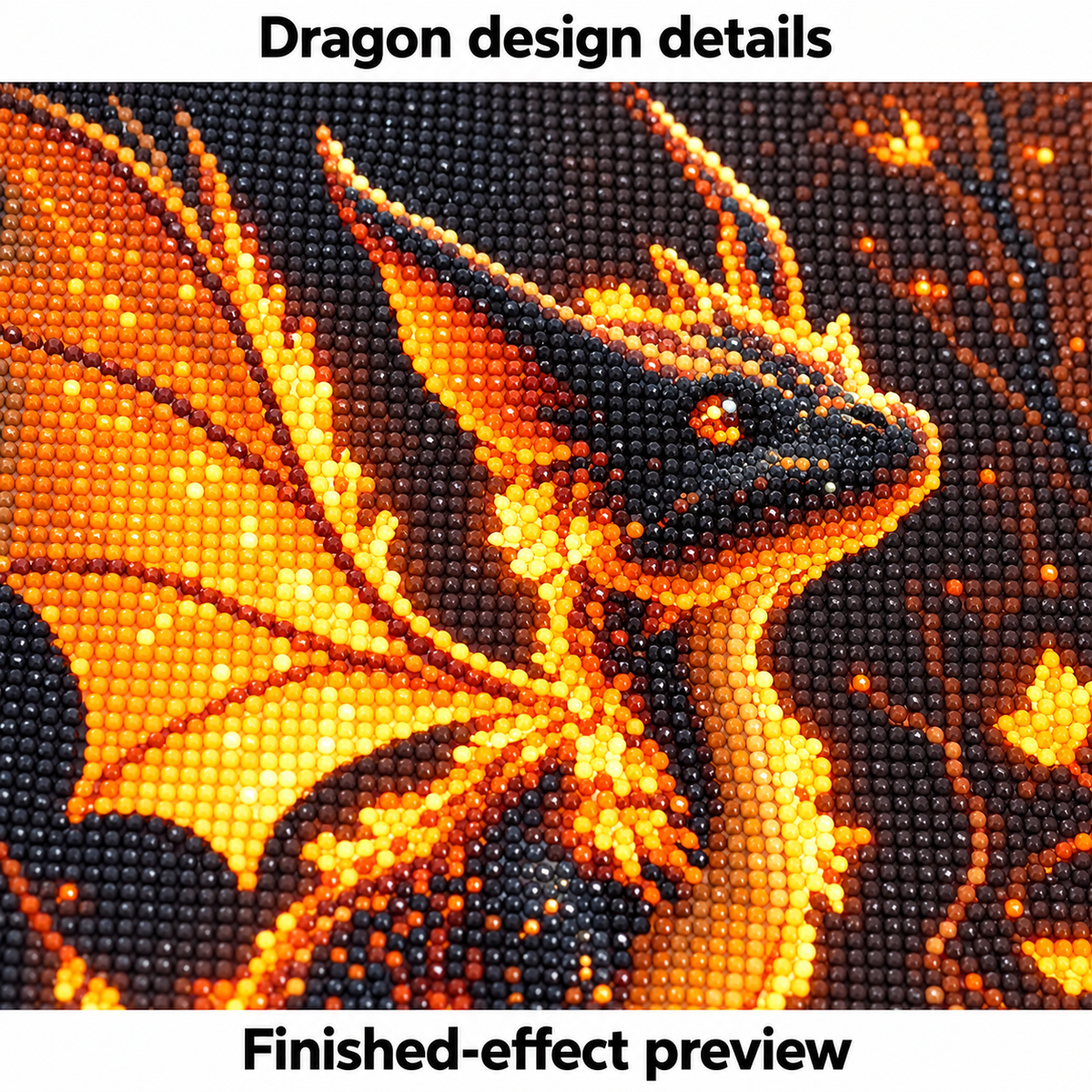Golden Dragon diamond painting kit, design detail illustration