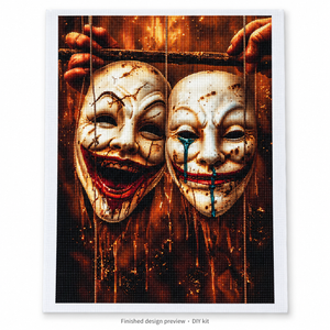 Halloween Masks Diamond Painting Kit: completed design preview, DIY assembly required