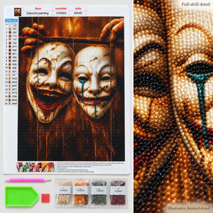 Halloween Masks Diamond Painting Kit: illustrative finished detail