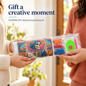The Cat Lady Skeleton Diamond Painting Kit: gift inspiration; props and frames not included
