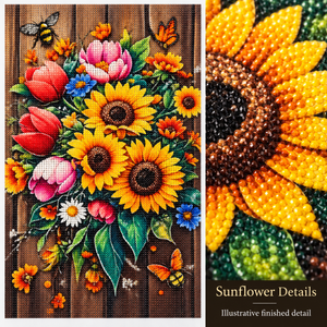 Illustrative finished sunflower drill detail
