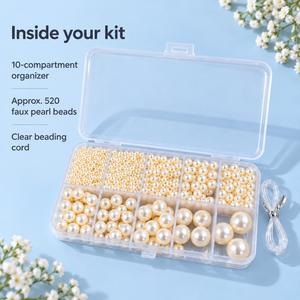 Faux Pearl Bead Bracelet Making Kit – Approx. 520 Beads – Whats Included