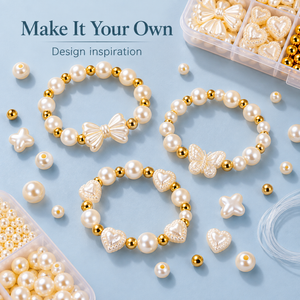 Bracelet design inspiration using imitation pearl beads and gold-tone spacers
