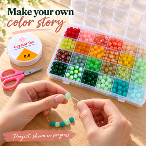 Colorful 8 mm Glass Bead Bracelet-Making Kit – Approx. 520 Beads