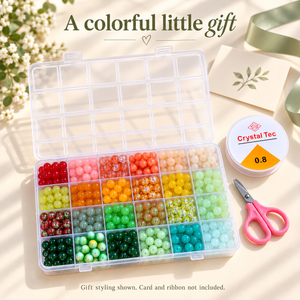 Colorful 8 mm Glass Bead Bracelet-Making Kit – Approx. 520 Beads
