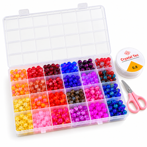 Colorful 8 mm Glass & Crackle Bead Bracelet-Making Kit – Approx. 520 Pieces