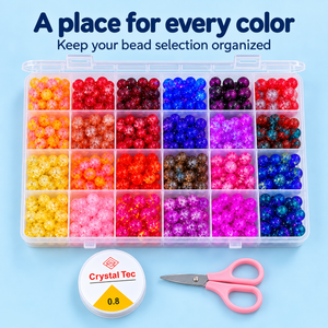 Colorful 8 mm Glass & Crackle Bead Bracelet-Making Kit – Approx. 520 Pieces