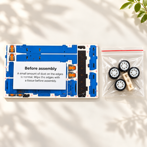Blue city bus wooden DIY assembly kit - Sunlight Kit Flatlay