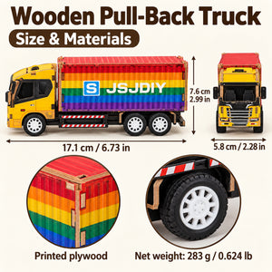 Yellow Cab & Rainbow Container wooden DIY truck model – dimensions and materials