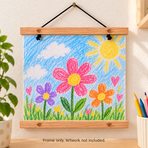 Natural color magnetic wooden poster hanger, 30 cm, frame only