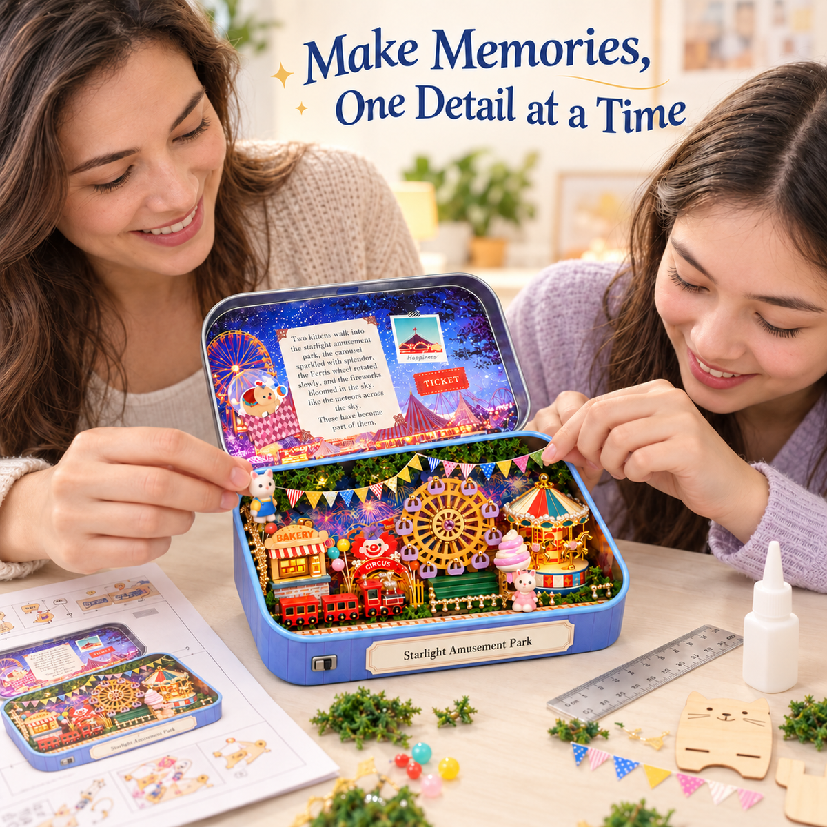 EN-0007-A Starlight Amusement Park miniature kit — Family Assembly