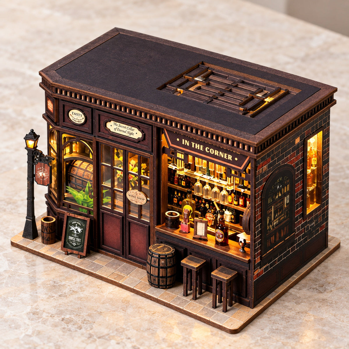 Corner Tavern DIY Miniature House Kit — interior and decorative details