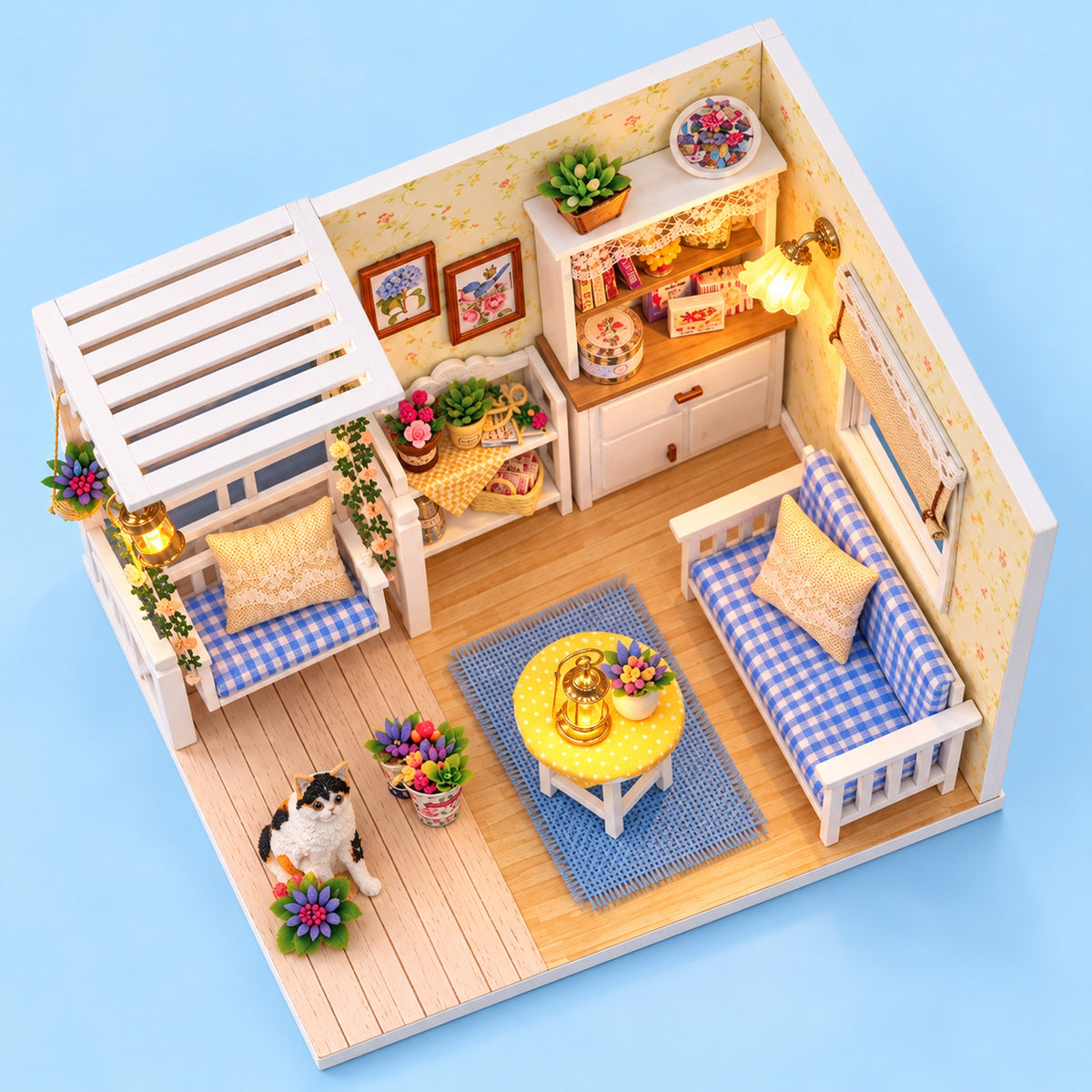 Kitten Diary miniature room – overhead view