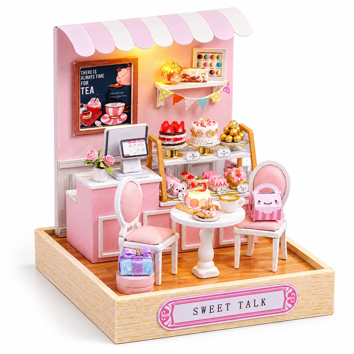 Sweet Talk DIY Miniature Cake Shop Kit — assembled model overview; kit requires assembly