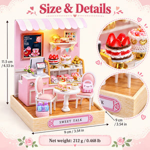 Sweet Talk DIY Miniature Cake Shop Kit — finished dimensions, materials and net weight