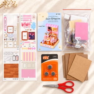 Sweet Talk DIY Miniature Cake Shop Kit — kit contents and English instructions