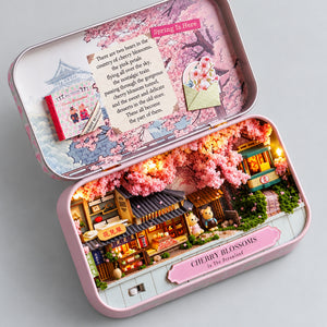 Cherry Blossoms DIY Miniature Tin Box Kit — Overhead View