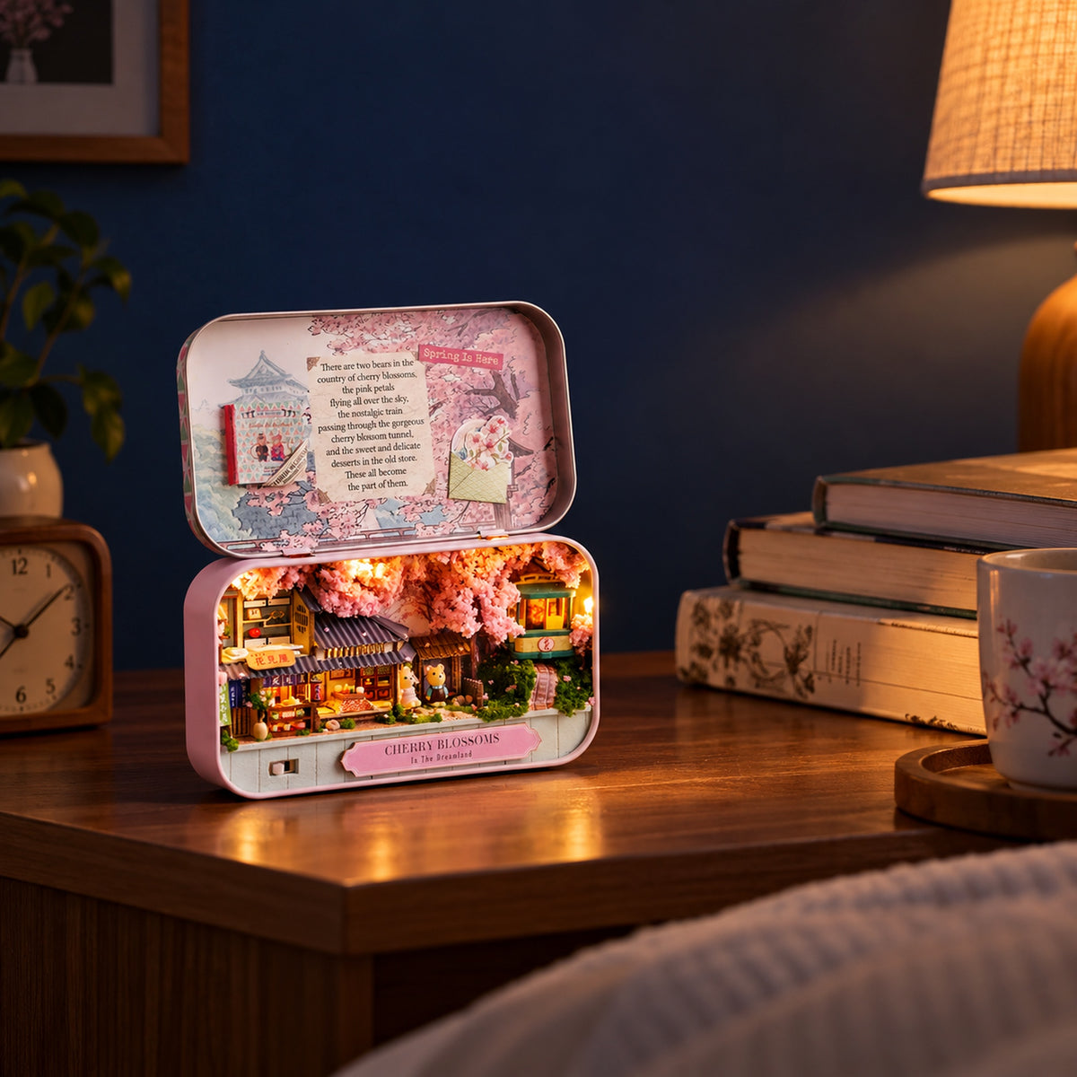 Cherry Blossoms DIY Miniature Tin Box Kit — Night Display