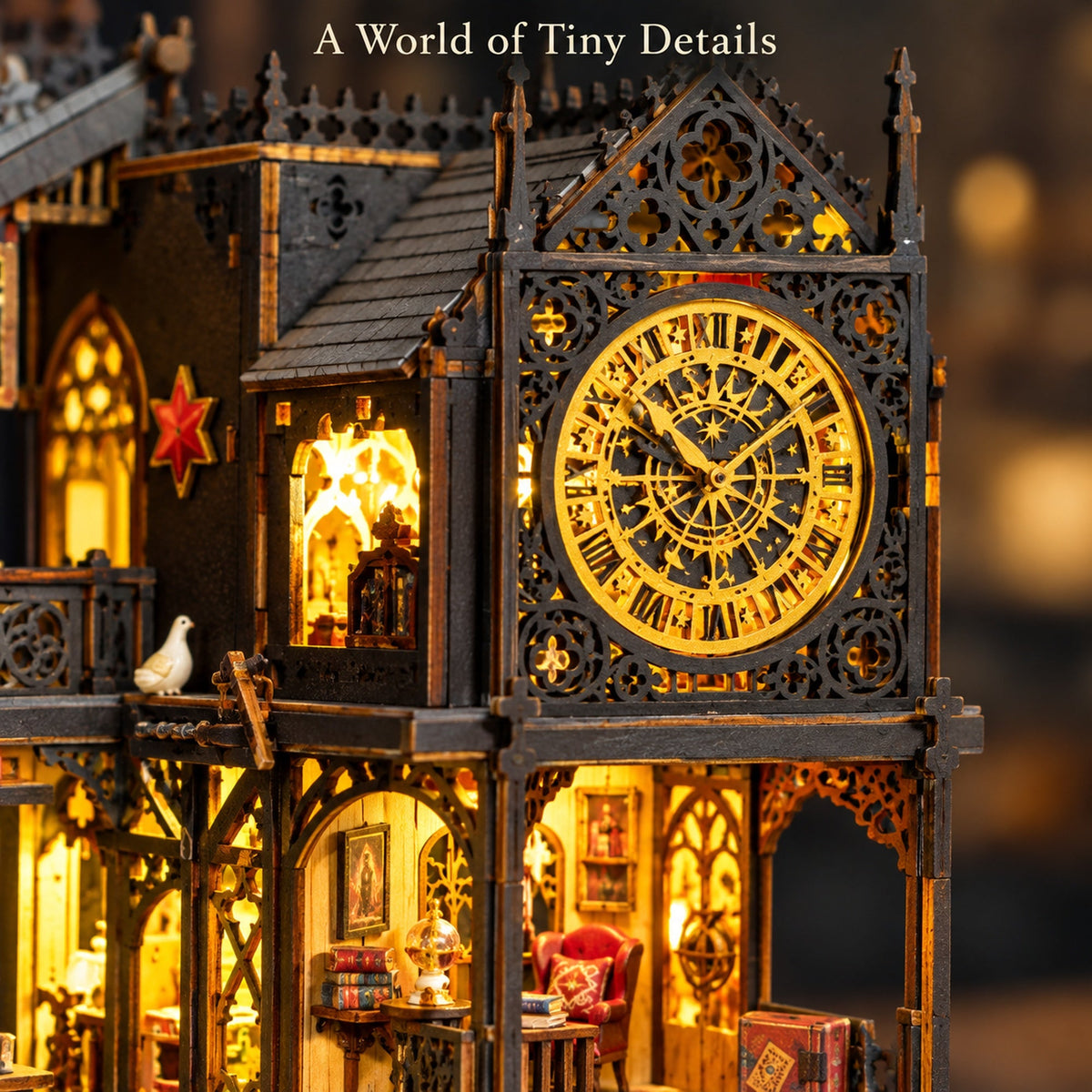 Holo Magic City DIY Miniature House Kit — styled display scene; props not included