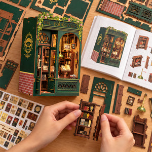 Owl Bookstore DIY Book Nook Kit with LED Light — Assembly