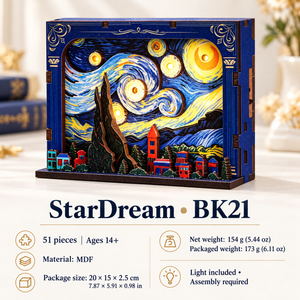 Starry Dream BK21 DIY miniature kit — package dimensions and measured net and packaged weights