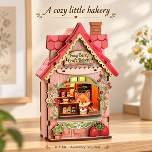 Foxy Berry Bakery DIY Magnetic Miniature Kit with Light — Lighted Scene; DIY assembly required.