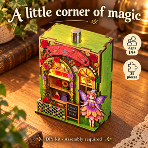 Fairy Flower Shop DIY Magnetic Miniature Kit with Light — Warm Light; DIY assembly required.