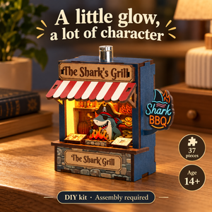 The Shark’s Grill DIY Magnetic Miniature Kit with Light — Lighted Scene; DIY assembly required.