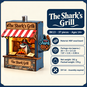 The Shark’s Grill DIY Magnetic Miniature Kit with Light — Size Material Weight; DIY assembly required.