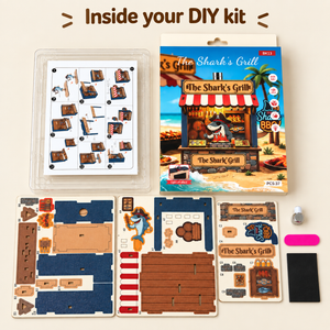 The Shark’s Grill DIY Magnetic Miniature Kit with Light — Kit Contents; DIY assembly required.