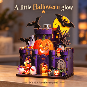 Haunted Castle DIY Magnetic Miniature Kit with Light — Lighted Scene; DIY assembly required.