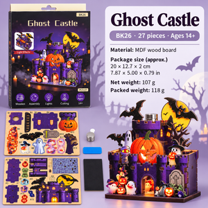 Haunted Castle DIY Magnetic Miniature Kit with Light — Size Weight; DIY assembly required.