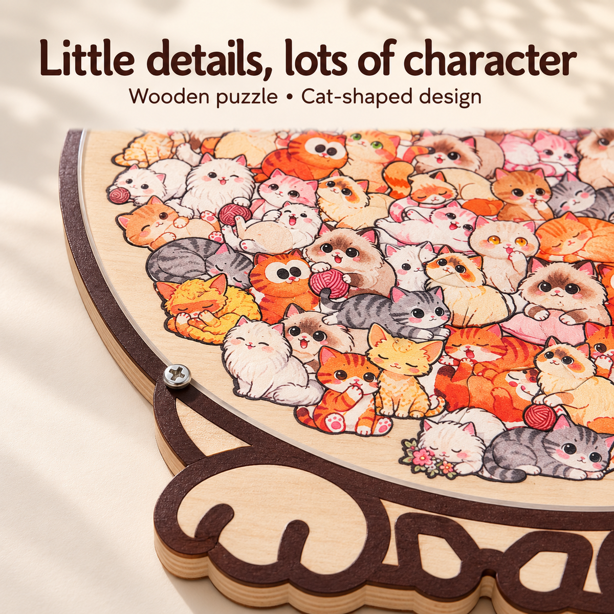 Cat wooden puzzle: detail
