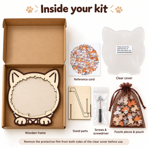 Cat wooden puzzle: kit contents