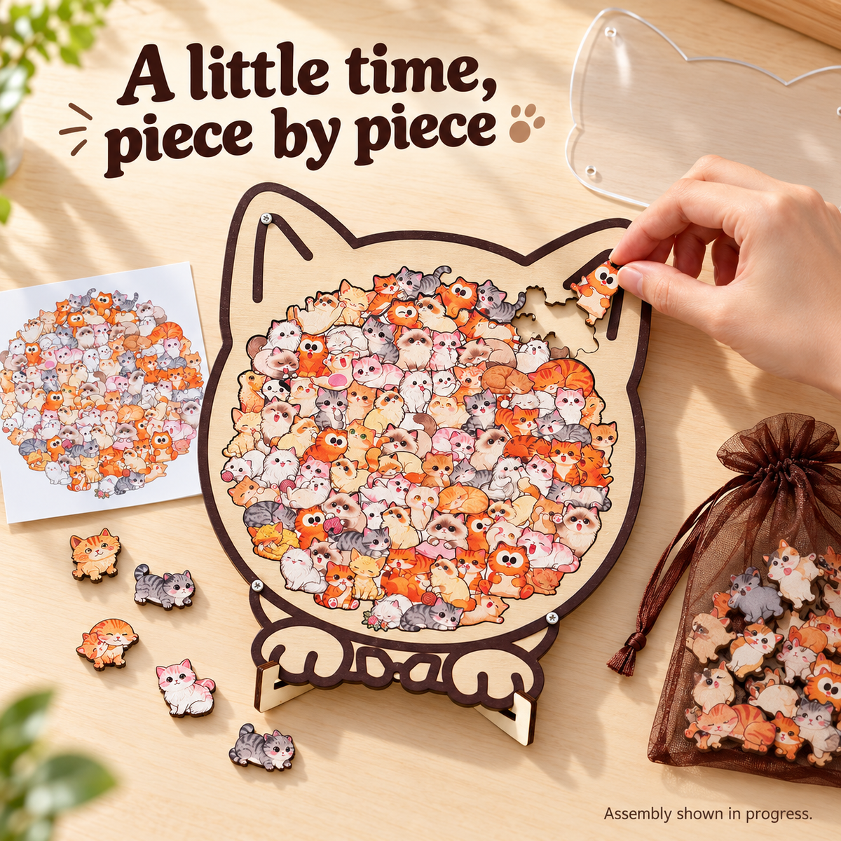 Cat wooden puzzle: assembly