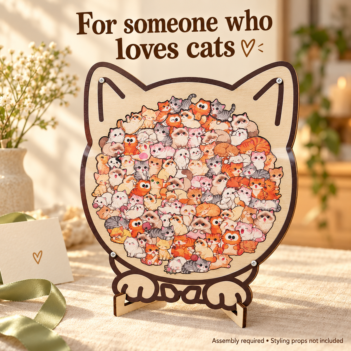 Cat wooden puzzle: gift scene