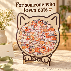 Cat wooden puzzle: gift scene
