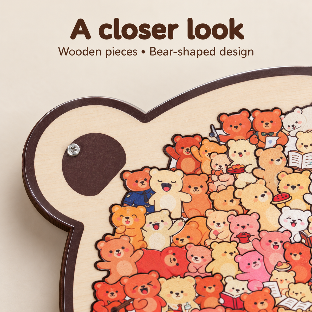 Bear wooden puzzle: detail
