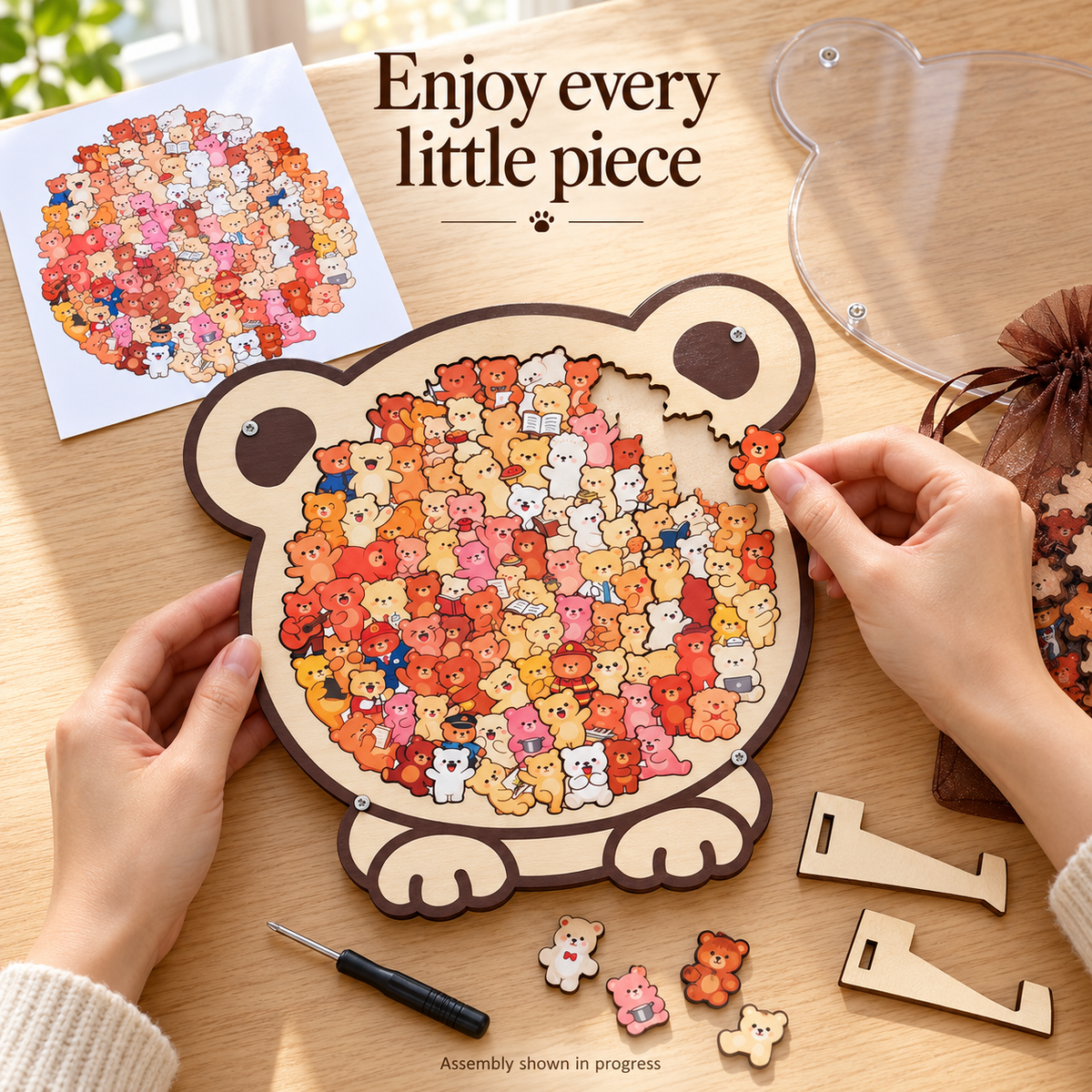Bear wooden puzzle: assembly